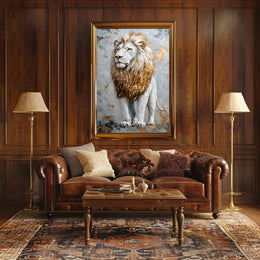 Majestic Lion in Gold and Earthy Tones Animal Poster