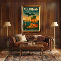 Discover Michigan The Great Lakes State Poster