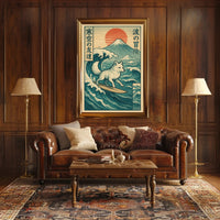 Surfing Fox Adventure Poster PosterGoat
