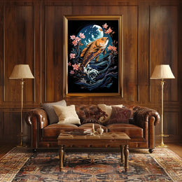 Koi Fish Moonlit Harmony Art Poster
