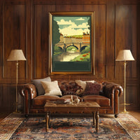 Serene Riverside Townscape Poster