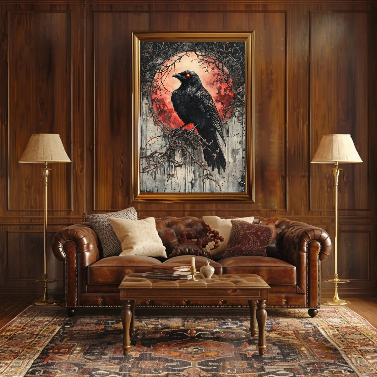 Raven Under Blood Moon Art Print Animal Poster