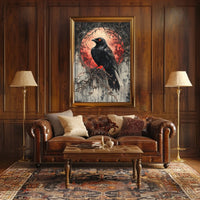 Raven Under Blood Moon Art Print Animal Poster