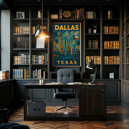 Dallas Texas Skyline Bridge Travel Poster