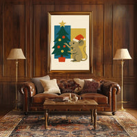 Festive Mouse and Christmas Tree Poster