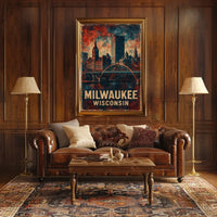 Milwaukee Vintage Architecture Skyline Collectors Poster