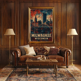 Milwaukee Vintage Architecture Skyline Collectors Poster