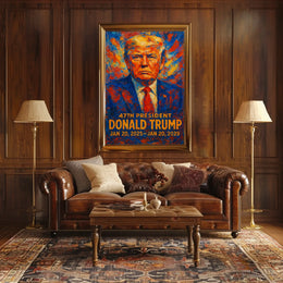 Trump Visionary Patriotism Red Blue Impressionism Poster