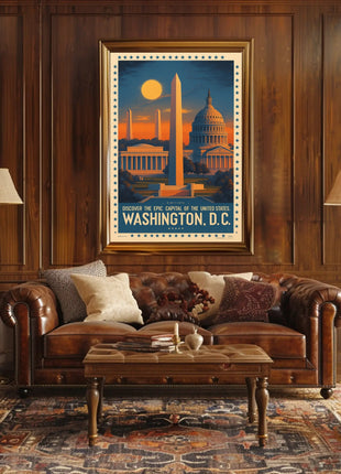 Washington D.C. Landmarks Vintage Travel Poster