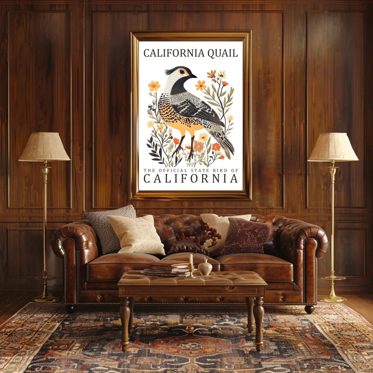 California Quail Art Poster: Celebrate State Pride