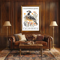 California Quail Art Poster: Celebrate State Pride