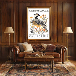 California Quail Art Poster: Celebrate State Pride