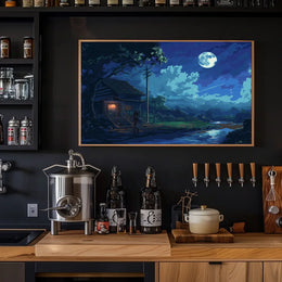 Tranquil Japanese Night Scene Anime-Inspired Poster