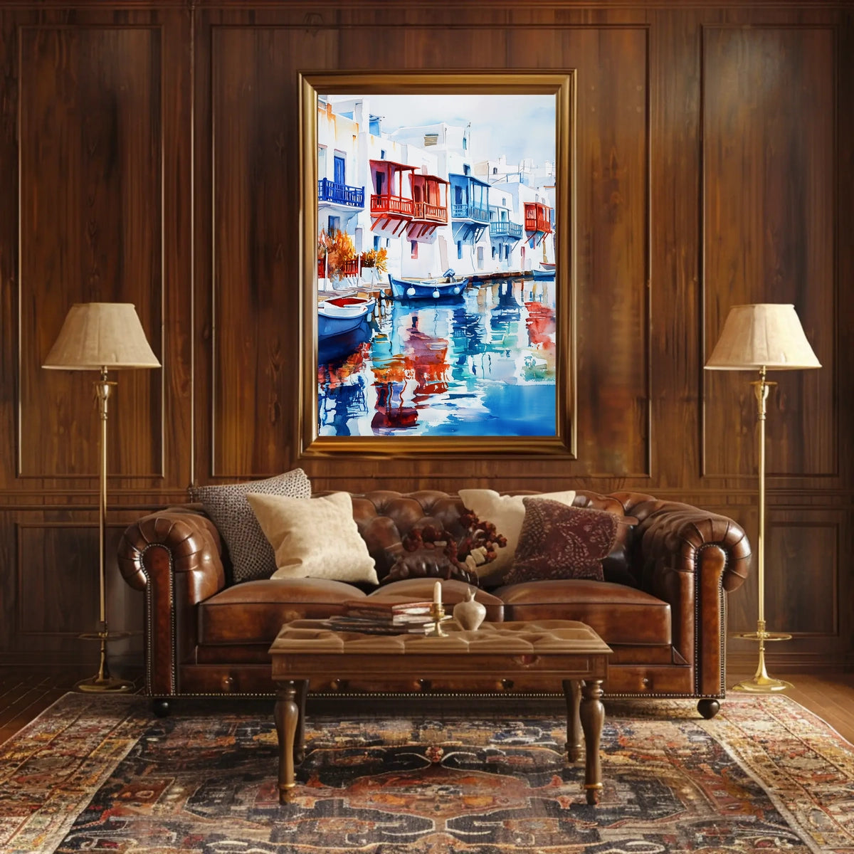 Greece Mykonos Colorful Waterfront Poster