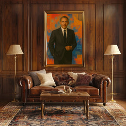 Person in Suit with Abstract Geometric Art Poster