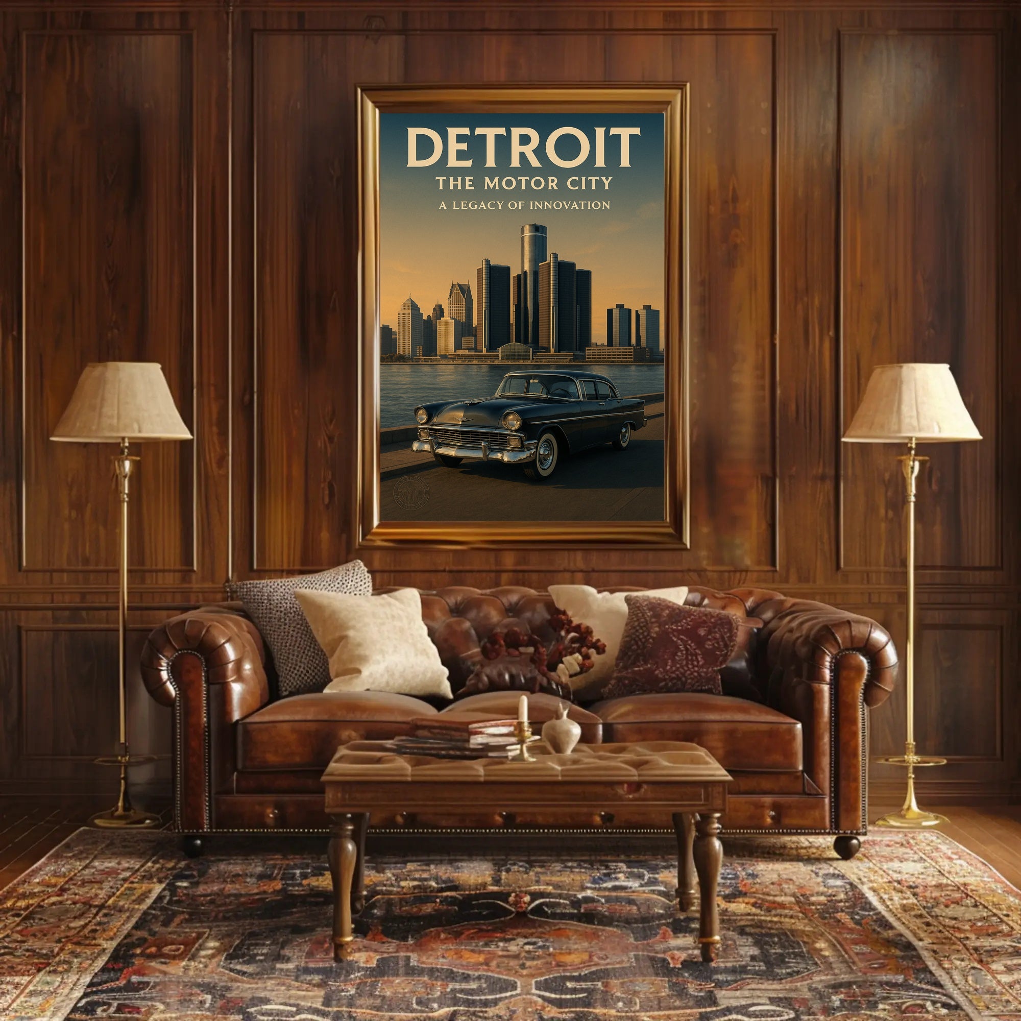 Detroit The Motor City Vintage Poster PosterGoat