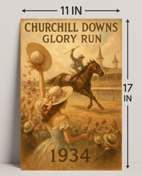 Horse Racing at Churchill Downs: Vintage Sports Poster