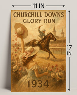 Horse Racing at Churchill Downs: Vintage Sports Poster