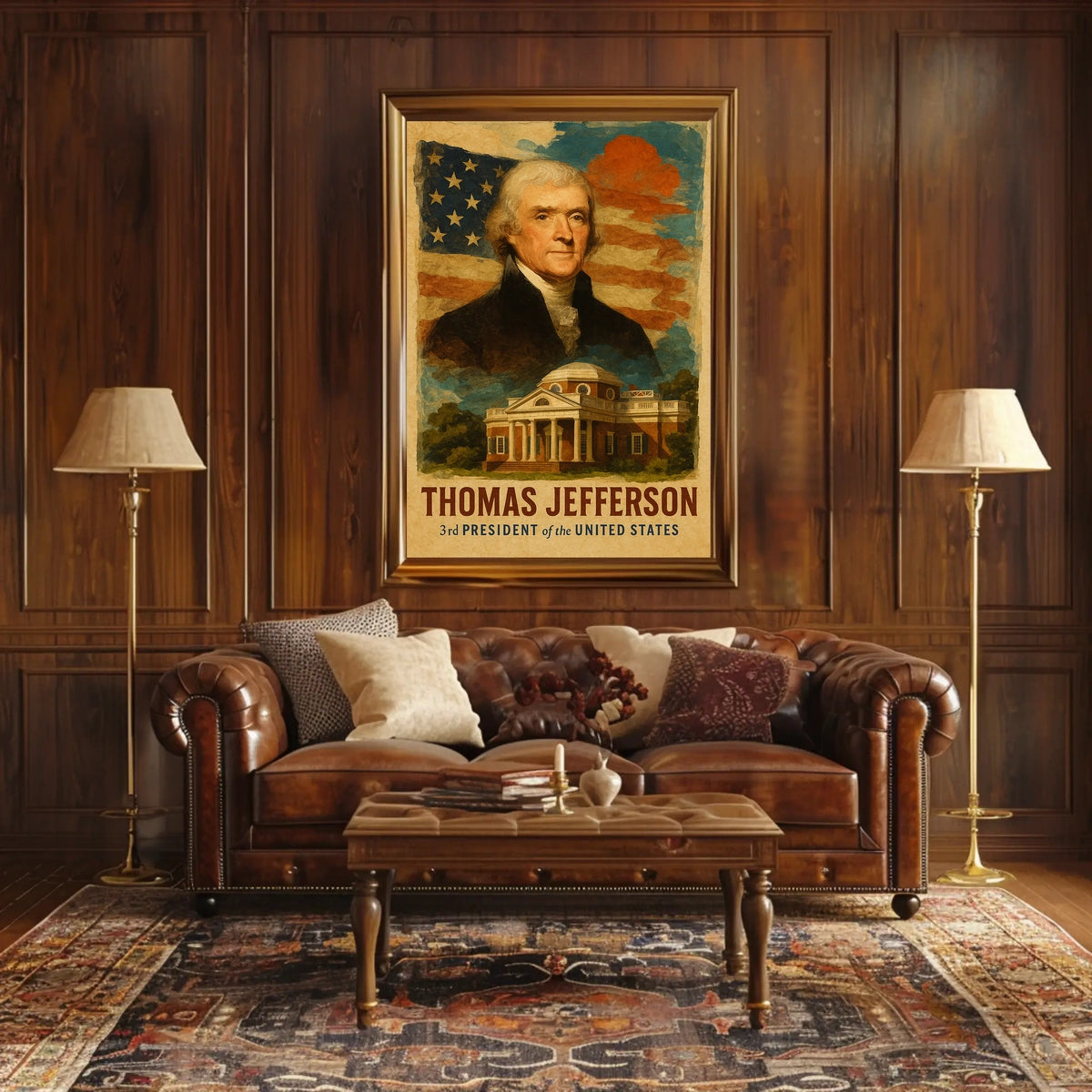 Thomas Jefferson 3rd President of the United States Layered Digital Collage Poster