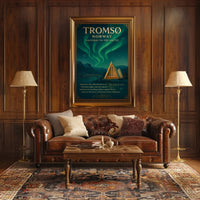 Tromso Northern Lights Poster Vintage Travel Print