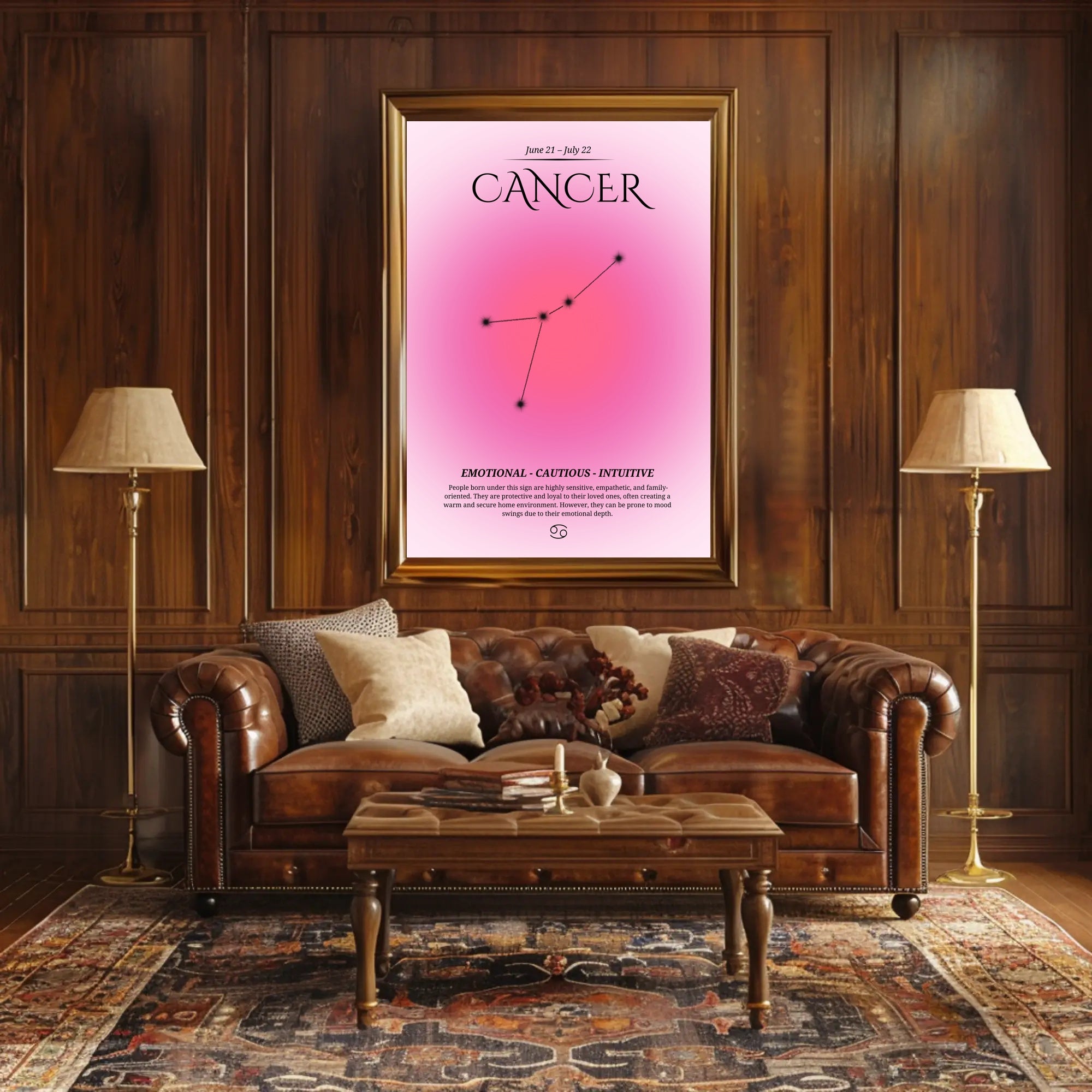 Cancer Zodiac Sign Modern Art with Astronomy Poster PosterGoat