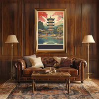 Tranquil Pagoda Reflections Poster