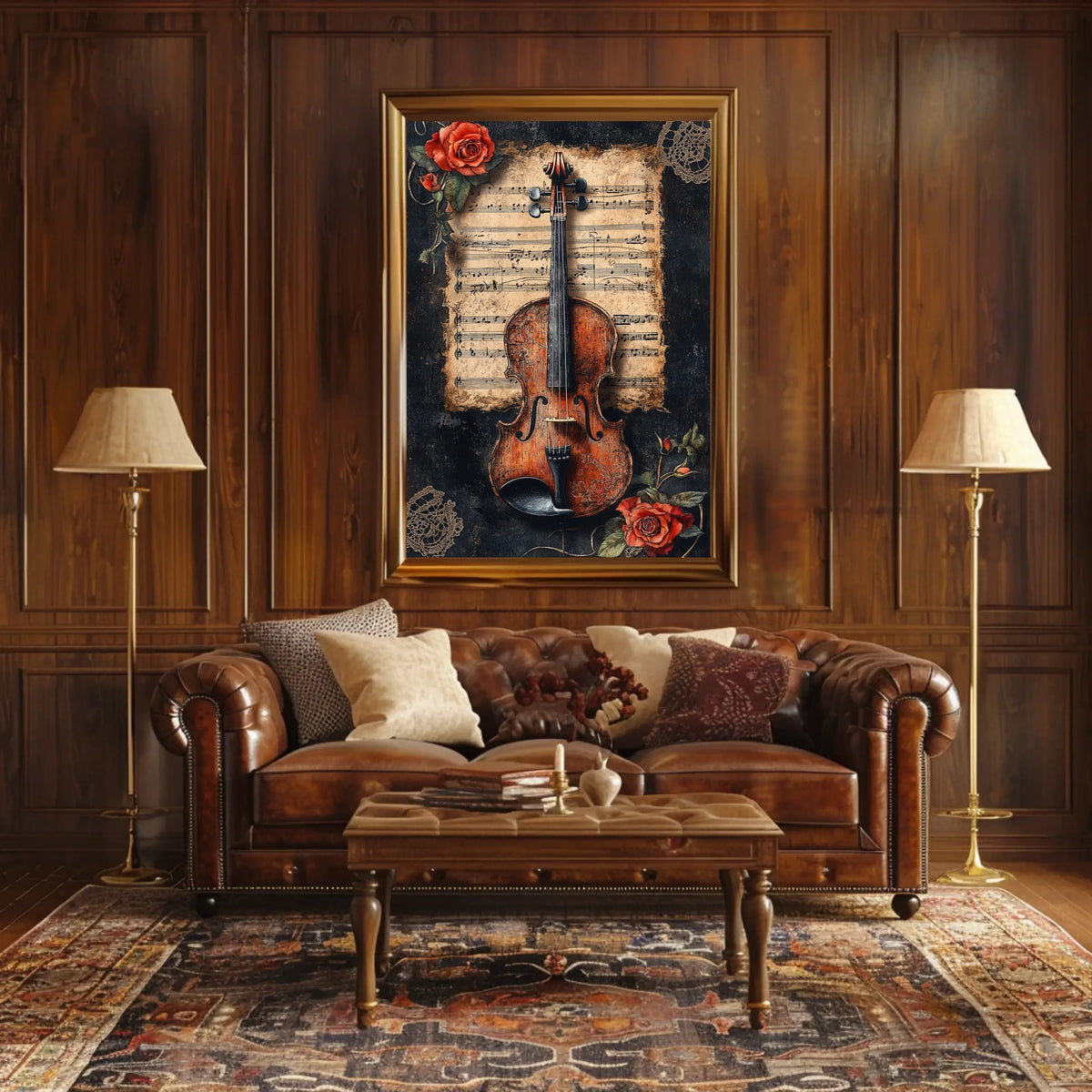 Violin and Sheet Music Classic Cultural or Heritage Poster