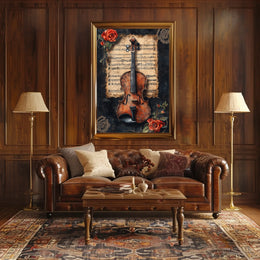 Violin and Sheet Music Classic Cultural or Heritage Poster