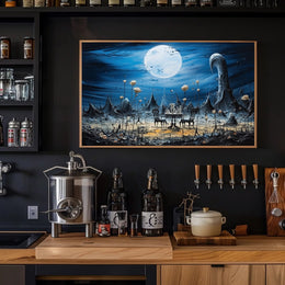 Surreal Dreamscape with Moonlit Tea Set Fantasy Poster