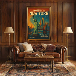 New York City Poster Vintage Travel Mid Century Wall Art