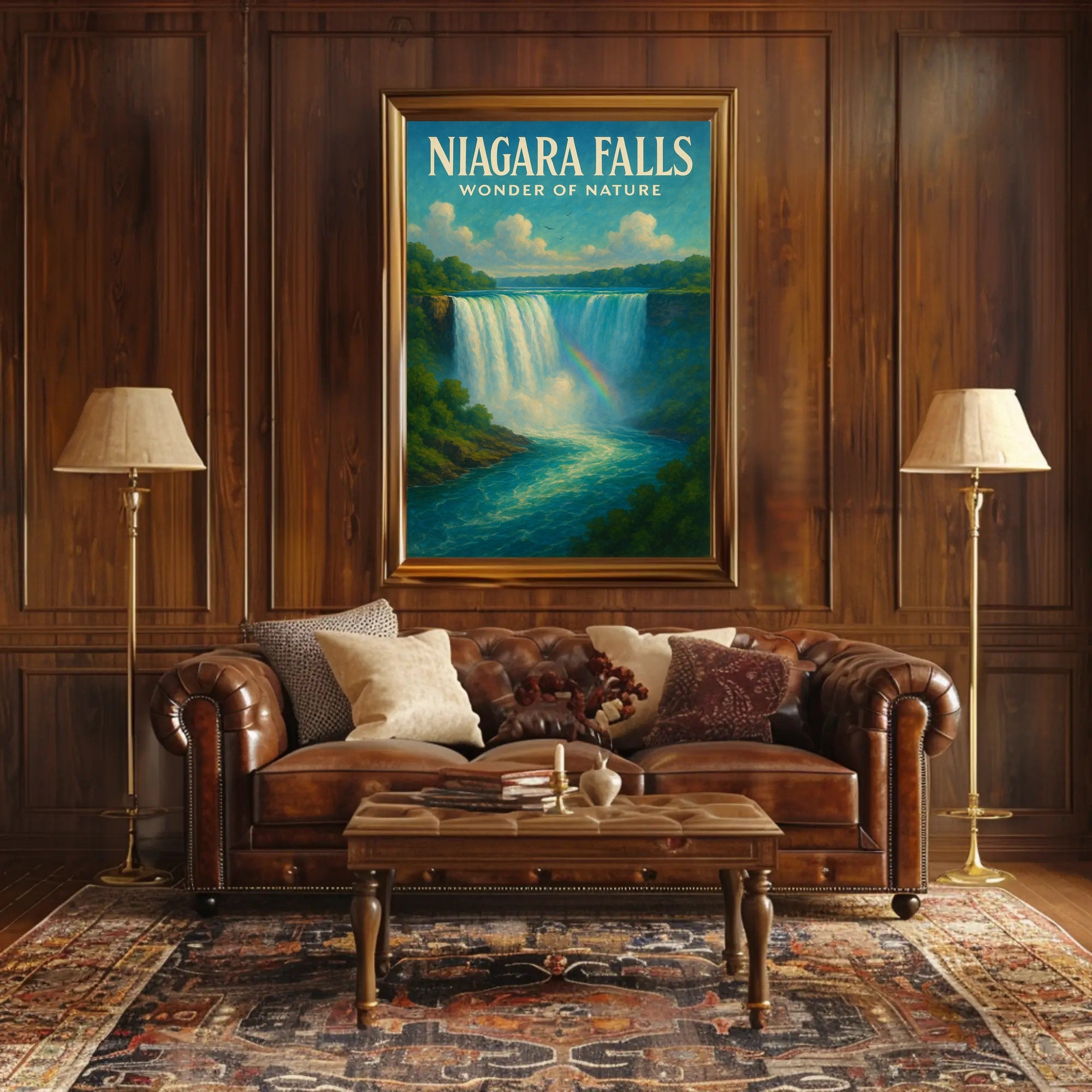 Niagara Falls Wonder Vintage Travel Poster