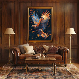 Majestic Eagle in Flight Autumn Art Poster