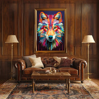 Geometric Wolf Art Poster PosterGoat
