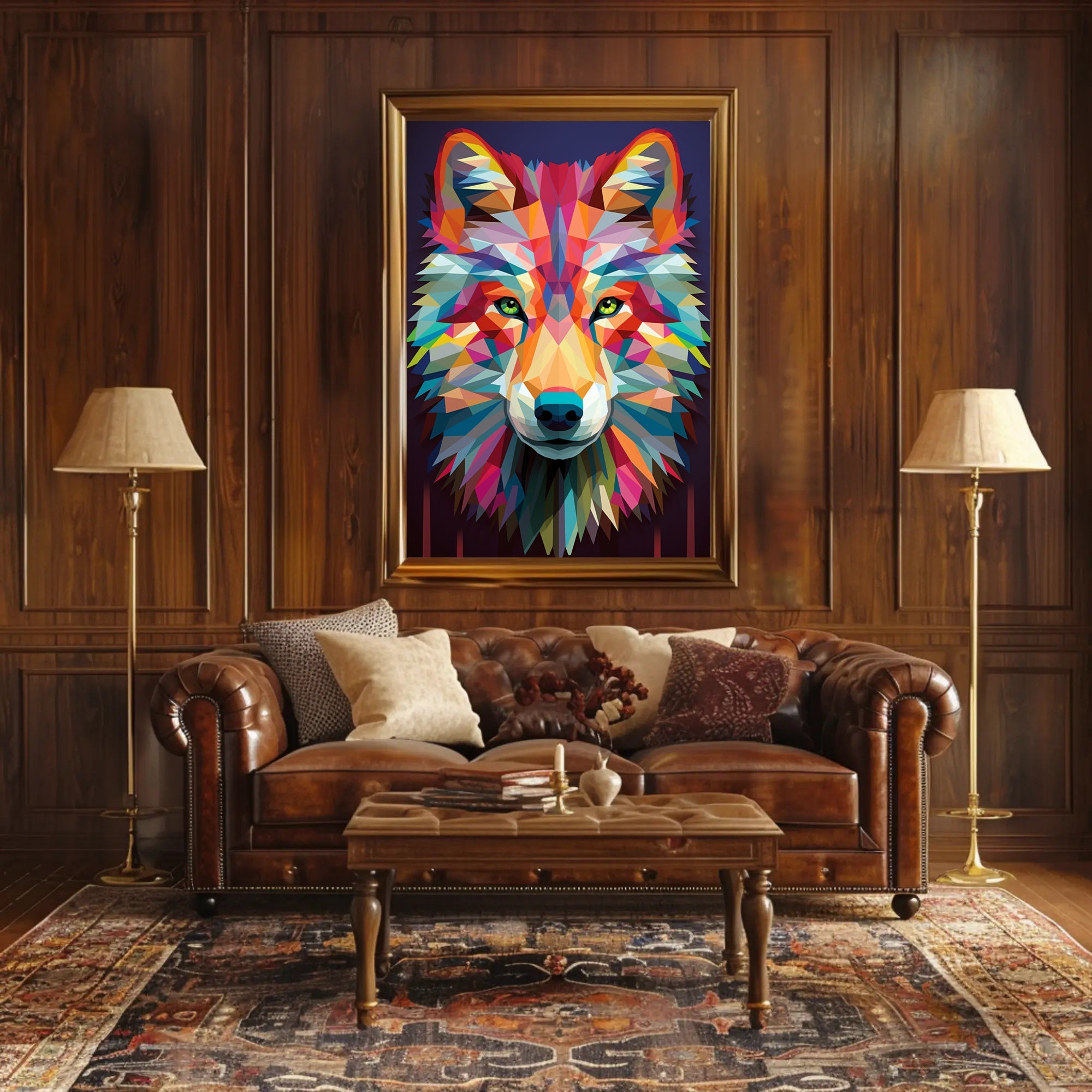 Geometric Wolf Art Poster PosterGoat