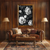 Blooming Roses Monochrome Elegance Art Poster PosterGoat