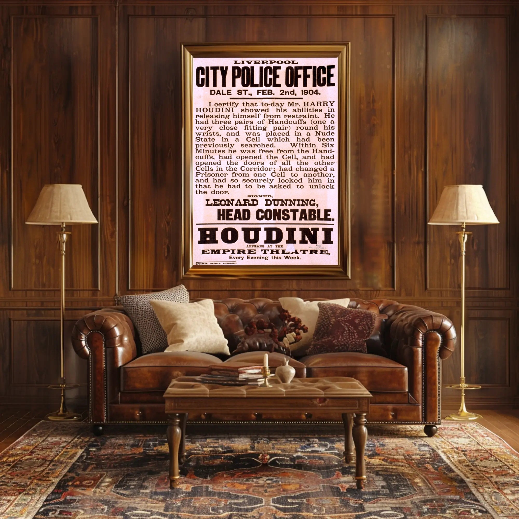 Harry Houdini 1904 Empire Theatre Cultural Heritage Poster
