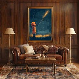 Dreamy Child Gazes at Stars Space or Astronomy Poster PosterGoat