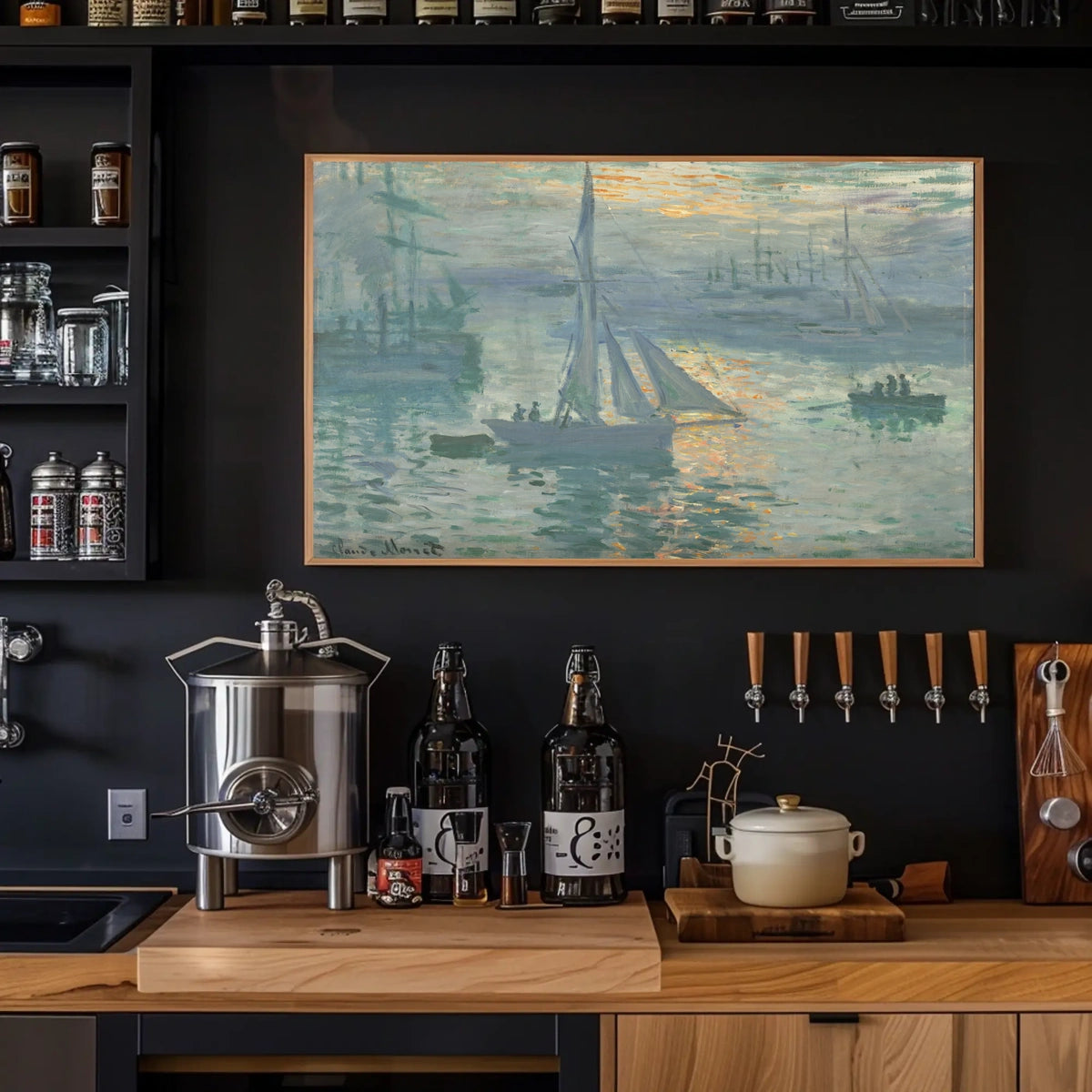 Serene Impressionist Harbor Scene Poster
