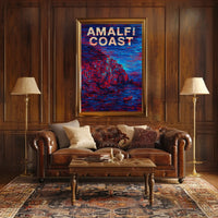 Amalfi Coast Poster Art Print for Coastal Home Decor