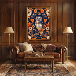 Autumn Owl in Bloom Wall Art Print