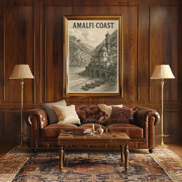 Amalfi Coast Poster Wall Art 18x24 Coastal Decor Print