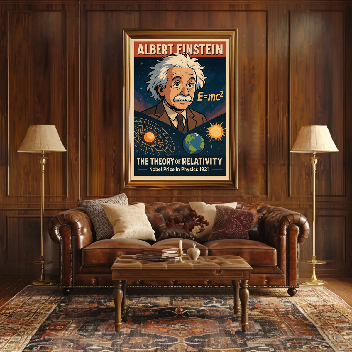 Albert Einstein Relativity Cosmos Wanderlust Educational Scientific Wall Art Poster