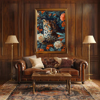 Majestic Leopard Floral Wall Art Print