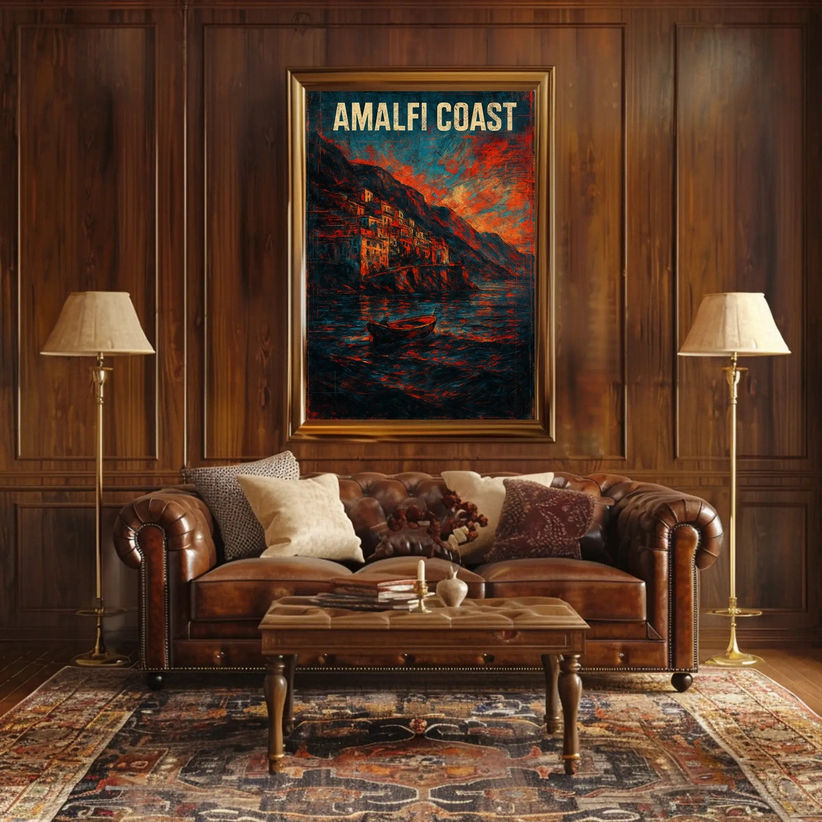 Amalfi Coast Poster Wall Art for Coastal Home Decor