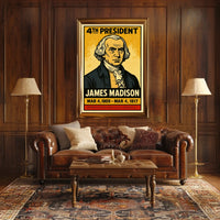 James Madison 4th President of the United States Inked Comic Style Poster