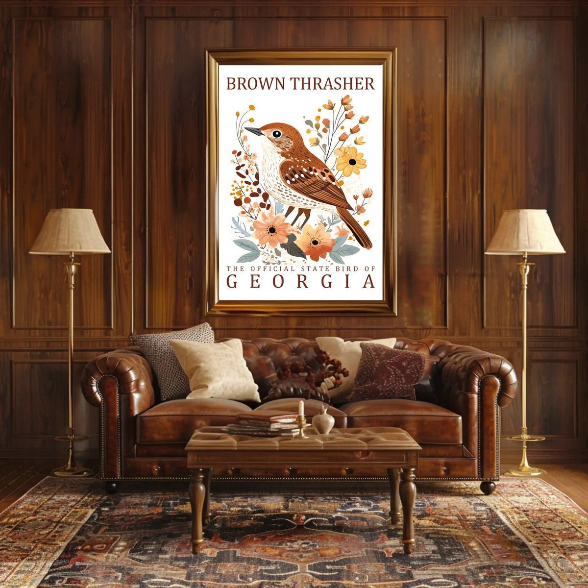 Brown Thrasher Georgia State Bird Art Poster