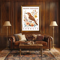 Brown Thrasher Georgia State Bird Art Poster