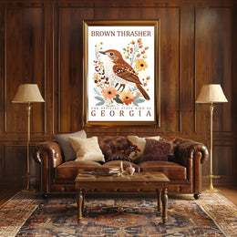 Brown Thrasher Georgia State Bird Art Poster