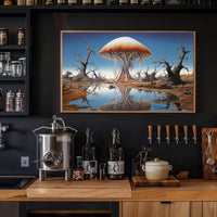 Surreal Mushroom Landscape in a Fantasy or Mythology Poster