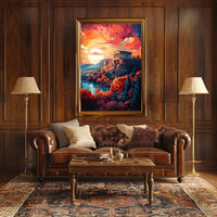 Ancient Greek Temple at Sunset Cultural Heritage Poster